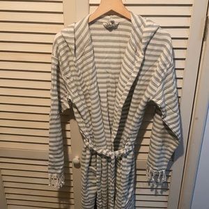Striped Hooded Hand Woven Bamboo Women's Robe